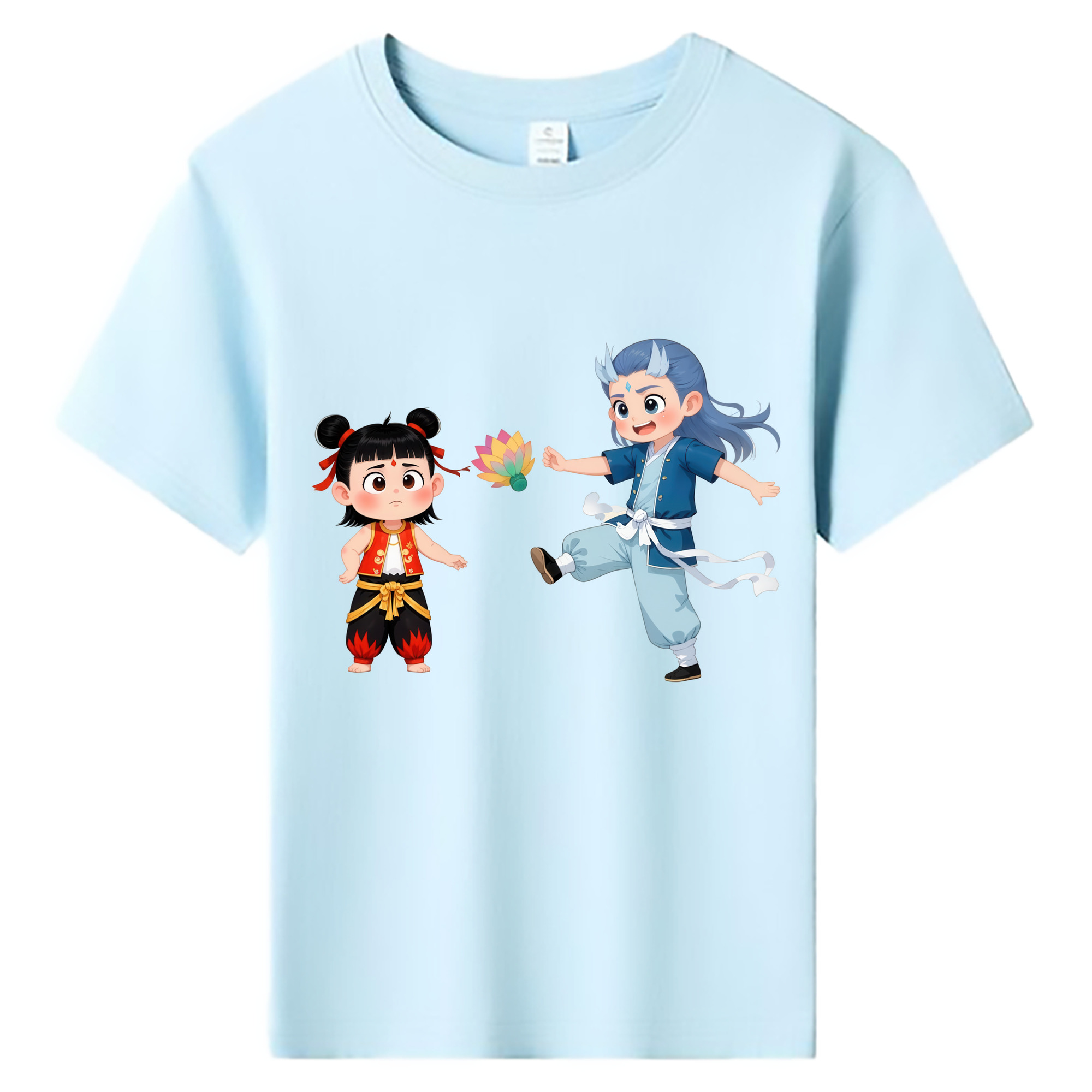（画像用） Ne Zha 2 ナタ 魔童の大暴れ 綿100％キッズTシャツ（フロントプリント）